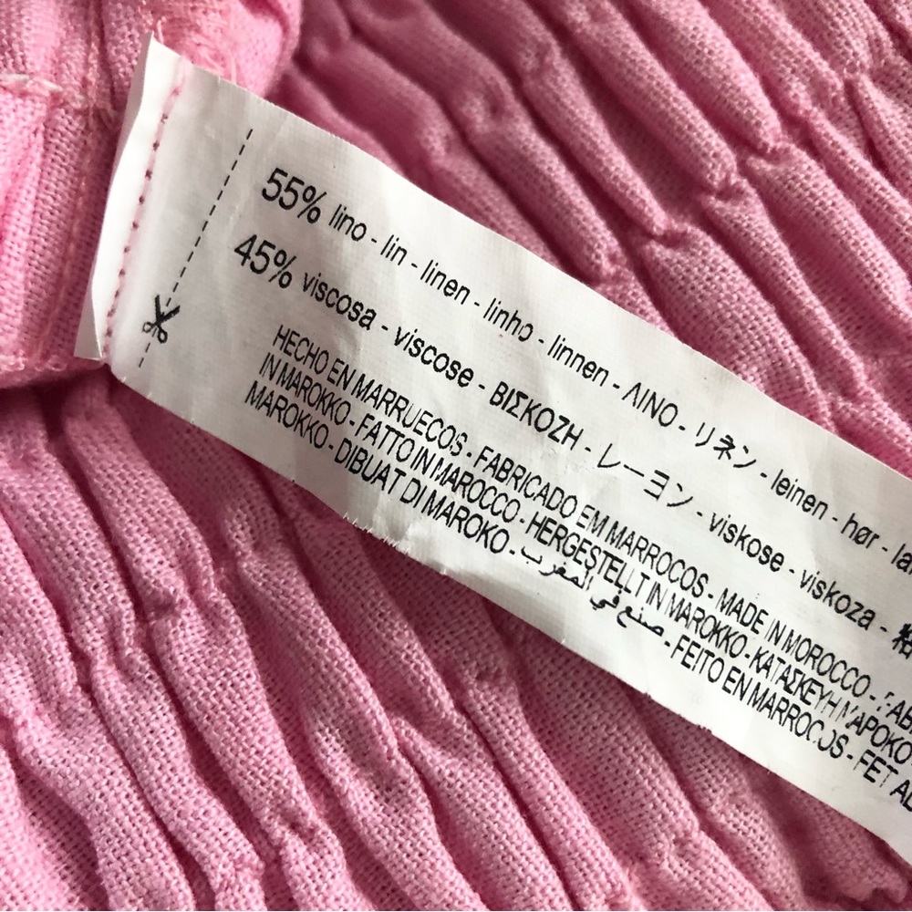 Zara Pink Linen Blend V Neck Ruffled Mini Dress, XS - Picture 9 of 11